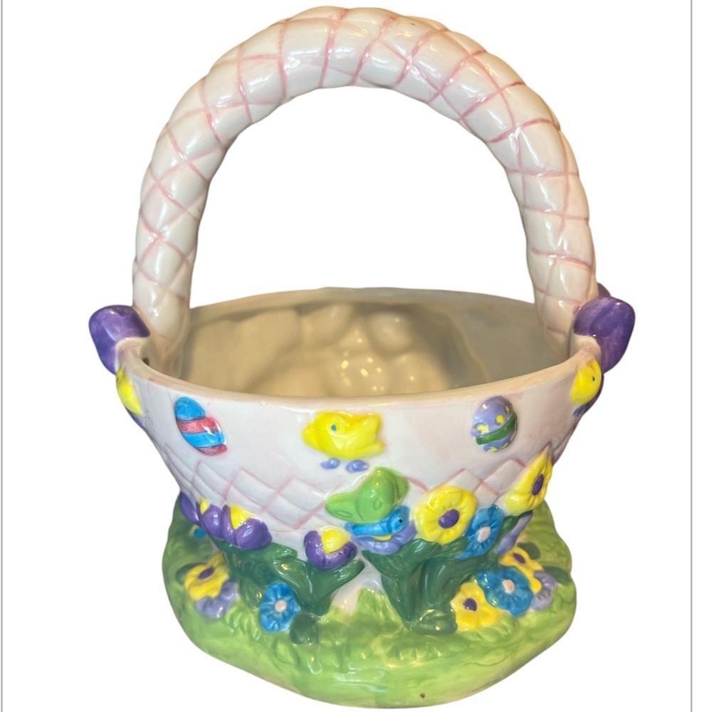 Disney Winnie the Pooh Easter Basket 2000 Ceramic FTD Piglet Eeyore Figurine - Picture 5 of 7